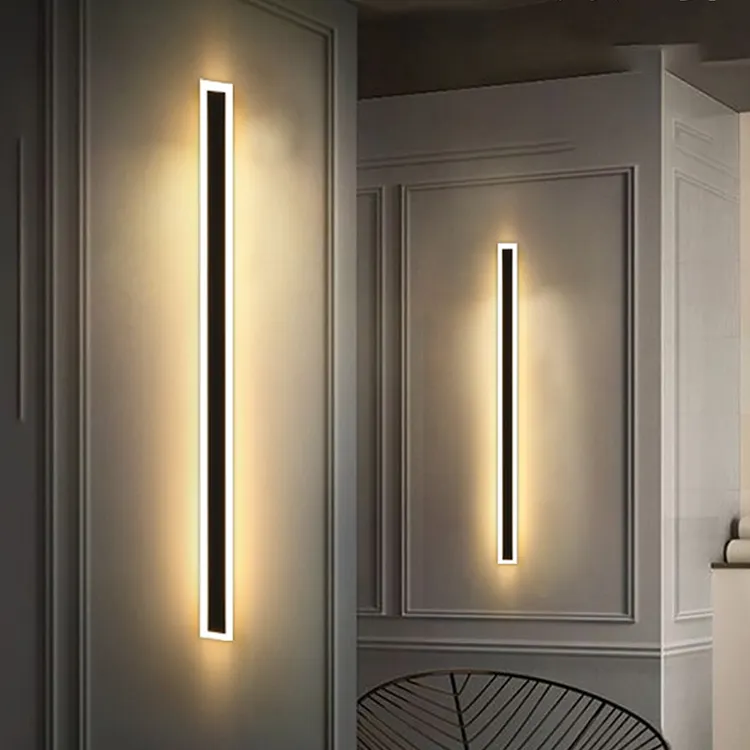 110V 220V Modern Outdoor Exterior Linear Strip Wall Sconce 3000K Warm White Garden Wall Sconce Long LED Wall Sconce