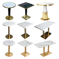 Salle à manger détachable Pierre Top Piédestal Marbre Caffe Table Basse Or Laiton Métal Pieds Table À Manger Base avec Bureau