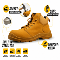 AOXIANG Bottes de sécurité industrielles en gros pour la construction, unisexe, en cuir nubuck avec semelle intermédiaire, doublure en maille et semelle extérieure en PU, anti-