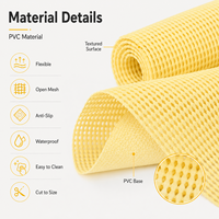 Tapis de protection antidérapant et imperméable en PVC jaune à mailles ouvertes pour tiroirs et étagères, facile à découper, multicolore, pour rangement de cuisine
