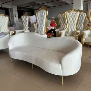 Elfenbeinweißes Samt-<span class=keywords><strong>Sofa</strong></span> „<span class=keywords><strong>Love</strong></span> Seat“ für Hochzeiten, Möbel für Braut und Bräutigam, Party, Event und Heimdekoration - Product Image 2