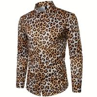 Nouvelle Chemise Homme à Manches Longues Imprimé Léopard de Haute Qualité pour Soirées et Occasions Décontractées