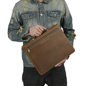 Retro Style Leather <b>Briefcase</b> For Men 12.9 Inch Tablet A4 Size Business Travel Multifunctional Handbag - Product Image 5