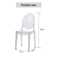 Haute qualité élégance en plein air fête événements mariages Transparent Pc cristal clair fantôme chaise pour manger