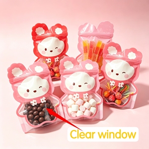 Bolsas con Cierre Personalizadas con Forma de Oso de Dibujos Animados, Ventana Transparente, Laterales Reforzados, para Dulces, Golosinas, Regalos, Desechables - Product Image 4