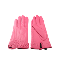 Gants en peau de chèvre nappa rose pour femmes, 100% peau de chèvre, doublés de polaire, style uni, pour l'hiver, thermiques, pour le cyclisme quotidien, utilisation en extérieur
