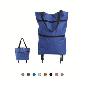 Wholesale Shopping <b>Trolley</b> Bag Fashionable Oxford Cloth <b>Foldable</b> Shopping Tote Bag with Wheels - Product Image 1
