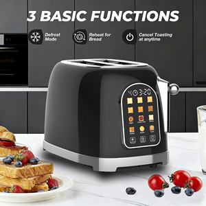 <span class=keywords><strong>Grille</strong></span>-<span class=keywords><strong>pain</strong></span> électrique rétro 2 fentes en acier inoxydable avec écran tactile, minuteur numérique, 6 types de <span class=keywords><strong>pain</strong></span> et bac à miettes amovible - Product Image 4