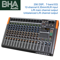 Console de mixage audio 12 canaux BHA KA12 avec 256 effets DSP, alimentation fantôme 48V, pour DJ, scène, studio, église, système de sonorisation, OEM