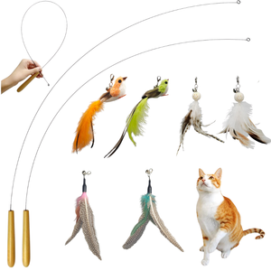 Small Natural <strong>Bird</strong> <strong>Feather</strong> Cat Toys Wand Hands-Free Suction Cup Indoor Playing Toys Auto Interactive Pet Toy - Product Image 3