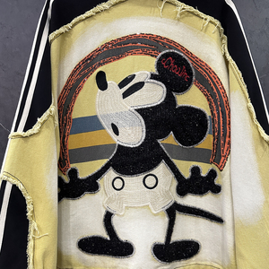 2025 automne Vintage Style femmes à capuche Cardigan <span class=keywords><strong>veste</strong></span> industrie lourde nouveau Design <span class=keywords><strong>Mickey</strong></span> rayé motif ample à la mode haut - Product Image 2