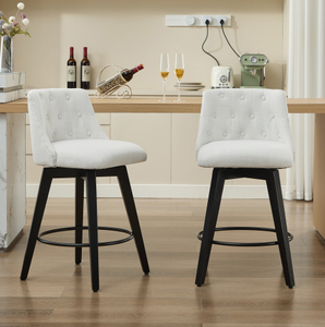 Modern Style Fabric Bar <b>Stool</b> Black Leg Contemporary Indoor Home Hotel Living Room Kitchen Design Wood Frame Set of 2 - Product Image 4