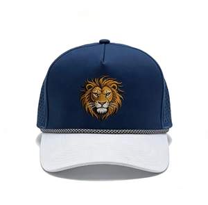 Casquette de baseball brodée Lion, respirante et perforée, style camionneur, réglable avec fermeture snapback, pour le golf et les sports de plein air, avec décoration en corde - Product Image 2