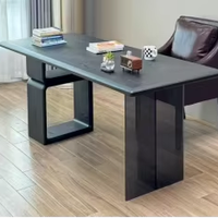Table de salle à manger exécutive multifonctionnelle en bois massif, moderne, durable et simple, avec plateau rectangulaire en acrylique noir pour bureau domestique