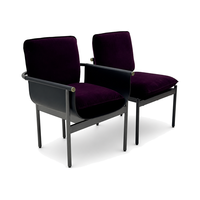 Fauteuil de salle à manger en velours violet, chaise d'appoint rembourrée avec structure métallique, fauteuil moderne pour restaurant et club, usage commercial