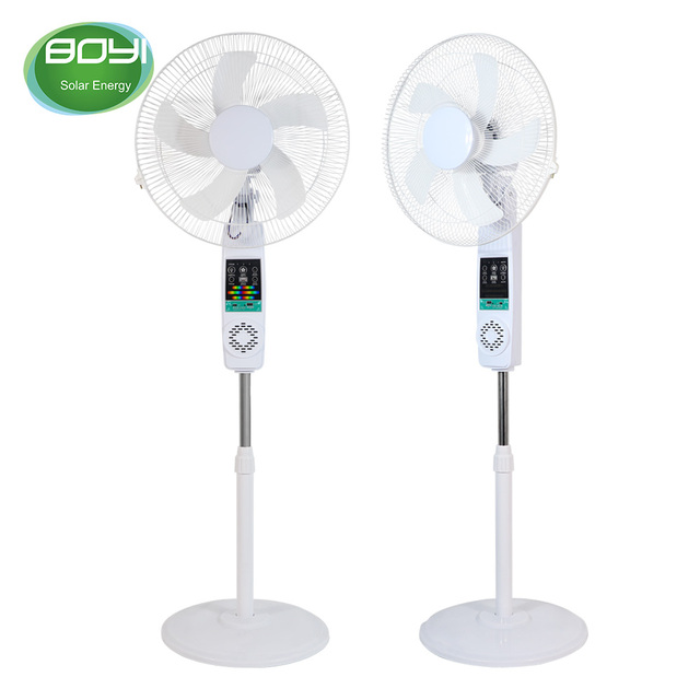 Factory Whole Sell 15000mAh Lithium Battery Powerful Rechargeable Fan Solar Fan 12 Inch Rechargeable Standing Fan With LED Light