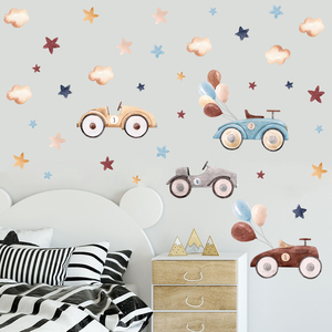 Dibujos animados coche clásico nube dúo estrella pegatinas de pared dormitorio de los niños sala de estar decoración papel tapiz autoadhesivo pegatinas de PVC - Product Image 5