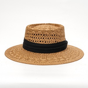 Chapeau de paille <span class=keywords><strong>Panama</strong></span> ajouré tressé à la main pour femme et homme, à bord plat, idéal pour l'extérieur, la plage, la pêche, les vacances, la protection solaire et l'usage quotidien - Product Image 6