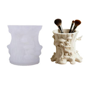 Moule en silicone pour vase, <span class=keywords><strong>pot</strong></span> à bougie, <span class=keywords><strong>pot</strong></span> de fleurs, forme cylindrique, vieux souche d'arbre recouvert de champignons, graphique DIY, ciment, résine, plâtre - Product Image 4