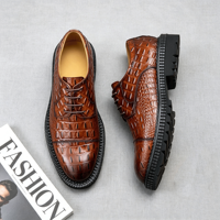 1 paire MOQ Chaussures habillées pour hommes en cuir Derby à semelle légère, entièrement embossées croco, plateforme épaisse, qualité supérieure