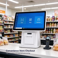 15.6" All-in-One Touch Cashier POS Android RK3576 4+64GB dengan Printer Struk 80mm Terintegrasi untuk Supermarket