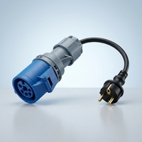 Câble adaptateur prise Schuko vers prise industrielle CEE 16A 32A 230V IP44, convertisseur Schuko mâle EU vers CEE femelle bleu