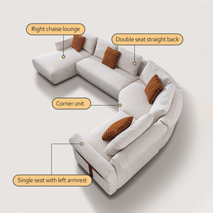 Set di Divani Componibili Moderni Quadrati in Tessuto Ecologico con Imbottitura in Spugna, Design Confortevole di Alta Qualità, Tre Posti per <span class=keywords><strong>Soggiorno</strong></span> - Product Image 4
