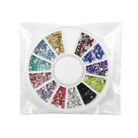 SunelPort Perhiasan Kuku 3D Kartun Jelly 2mm Berlian Warna-warni 12 Warna Kotak Disk Akrilik Cerah Datar DIY Ornamen Kuku Berkilau