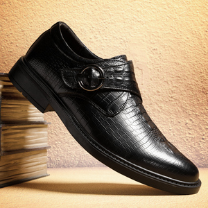 Chaussures richelieu pour <span class=keywords><strong>homme</strong></span> Robe d'uniforme Oxford <span class=keywords><strong>Derby</strong></span> Chaussures à bretelles de moine Chaussures à rayures crocodiles gaufrées <span class=keywords><strong>Boucle</strong></span> à moraillon Cuir de vache véritable - Product Image 3