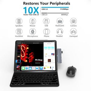 แท่นวาง <span class=keywords><strong>iPad</strong></span> <span class=keywords><strong>Pro</strong></span> USB-C 7-in-1 พร้อมพอร์ต USB-C USB 3.0 ช่องอ่านการ์ด SD/TF ช่องเสียบแจ็ค 3.5 มม. สำหรับ <span class=keywords><strong>iPad</strong></span> <span class=keywords><strong>Pro</strong></span> M4/M2/M1 Air 5/4 Mini 6 - Product Image 5