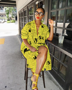 Robe longue à manches longues et col en V, imprimé <span class=keywords><strong>journal</strong></span>, cardigan, vêtement irrégulier - Product Image 4