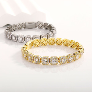 Hip-hop Glitter Sugar Tennis Chain <b>Bracelet</b> 18k Gold Plated <b>Copper</b> with Ice Zirconia Fashion Party Jewelry - Product Image 1