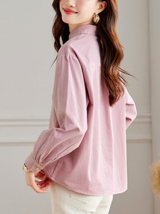 Camisa Sencilla de Manga Larga para Mujer en Algodón, Blusa de Moda - Product Image 6