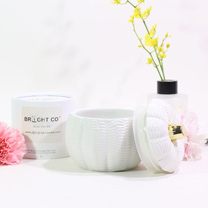 Bocaux à bougies en céramique de luxe en forme de <span class=keywords><strong>citrouille</strong></span>, avec glaçure <span class=keywords><strong>citrouille</strong></span> et détails blancs et dorés, pour la décoration intérieure - Product Image 1