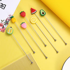Palillos de Bambú Decorativos Personalizados de Acero Inoxidable 304 con Forma de Corazón y Flores para Comida, Pastel, Fruta - Product Image 2