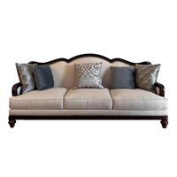 Ensemble de canapés en bois massif de style américain vintage, combinaison de canapés en tissu de style français, canapé de salon, mobilier de villa et d'hôtel