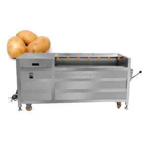 Fully automatic fresh-keeping fruit and vegetable industry cassava sweet potato cleaning and peeling machine potato brush peelin