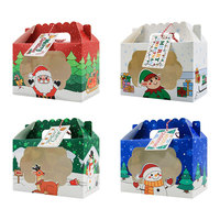 24PCS Boîte de Noël à main, fenêtre d'emballage de bonbons pour la cuisson de gâteaux et de bougies en stock