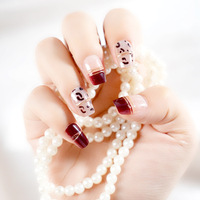 Bestseller – Ongles carrés courts en acrylique, motif léopard rouge, style français séduisant et sexy, pour éclaircir la peau des doigts