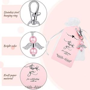 Trending 2026 Angel Keychain Sets Bulk Pearl Angel Charm Organza Bag Thank You Tag for Funeral Memorial Celebration of Life Gift - Product Image 2