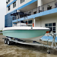 Bateau de pêche rapide à console centrale en fibre de verre de 20 pieds avec télécommande pour divertissement familial, 8 personnes, vente en gros