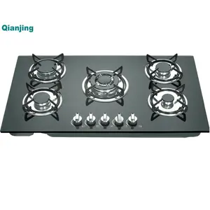 Glass Panel cooktop table top 5 Hobs infrared gas stove burners gas cooker hot selling gas hob 5 burners