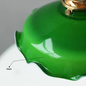 Vintage Mid-Century Copper Finish Green Glass Lampshade Hanging Lamps Living <b>Dining</b> Room E27 Chandelier Pendant <b>Light</b> Fixture - Product Image 4