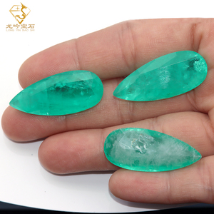 Tùy chỉnh lê mặt cắt 12*30mm Fusion đá Paraiba màu xanh lá cây với bao gồm lỏng lẻo tổng hợp đá quý cho bông tai làm - Product Image 4