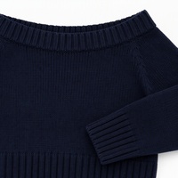 Pull-over pour enfants personnalisé OEM & ODM, tricot côtelé, manches longues, épaules dénudées, confortable, tendance, automne-hiver, en acrylique, hauts en tricot pour enfants
