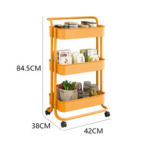 Estante de almacenamiento de carrito móvil pequeño, carrito de herramientas para el hogar de múltiples capas, marco de hierro, cesta de plástico, estante de almacenamiento - Product Image 6