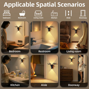 Bewegingssensor Draadloze Magnetische Rendieren Wandlamp Usb Oplaadbare Elanden Wandlamp Trap Woonkamer Bed Led Nachtlampjes - Product Image 6