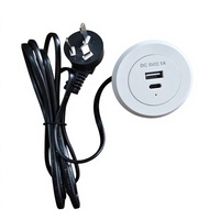 Chargeur USB-A USB-C encastré pour panneau 60 mm, 10W PD 2.0, découpe 42-48 mm, hauteur 45 mm, pour meubles, ordinateurs, écouteurs, montres connectées