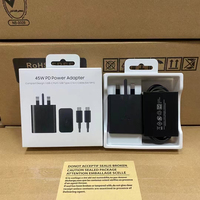 T4510 Adaptateur de voyage PD Câble de chargeur Type C 45W USB C T4511 USB C Adaptateur secteur EU UK Plug Block 45W Adaptateur pour Samsung S24