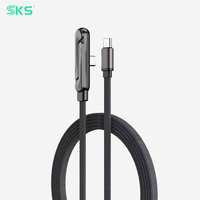 Câble USB-C vers USB-C tressé de 1,5 m, 240 W, 90 degrés, avec support de téléphone, charge rapide 5A pour ordinateur de jeu et imprimante